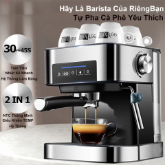 Cafetera con calentamiento por ondas, leche, pastel, pantalla táctil inteligente, alta presión, hace café fuerte, cafetera de acero inoxidable