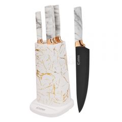 Juego de 6 piezas recubierto con pintura en aerosol asiento de cuchillo cilíndrico con mango juego de asiento de cuchillo