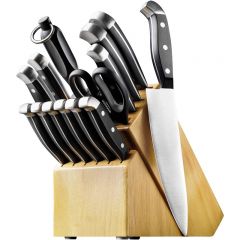 Juego de cuchillos de 15 piezas de primera calidad con bloque, cuchillo de ingeniería alemana extremadamente afilado con más de 100 años de maestría en la fabricación de cuchillos, ligero y resistente