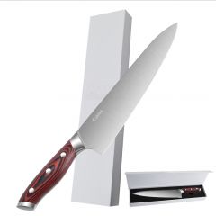 Cuchillo de chef profesional afilado de acero inoxidable con mango de madera maciza cortado con mango ergonómico