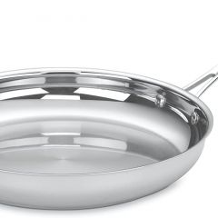 Sartén abierta Cuisinart 422-30H Contour de acero inoxidable de 12 pulgadas con asa auxiliar
