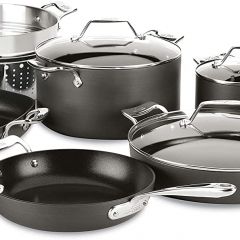 Juego de utensilios de cocina anodizados duros antiadherentes All-Clad Essentials, 10 piezas, color negro
