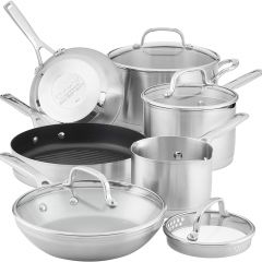 Juego de ollas y sartenes de acero inoxidable con base de 3 capas de KitchenAid