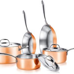 Juego de ollas y sartenes NutriChef de 8 piezas de acero inoxidable con mango de acero inoxidable