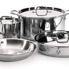 Juego de utensilios de cocina de acero inoxidable de triple capa All-Clad de 7 piezas