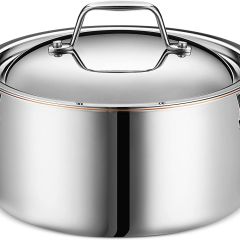 Olla de acero inoxidable Legend de 6 cuartos con núcleo de cobre y 5 capas con tapa