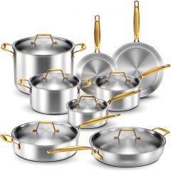 Juego de utensilios de cocina Legend de acero inoxidable de 5 capas con núcleo de cobre (14 piezas)