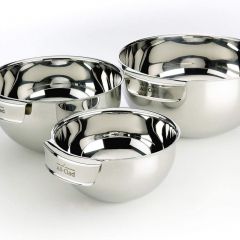 Juego de tazones para mezclar All-Clad de acero inoxidable aptos para lavavajillas, accesorios de cocina, 3 piezas, plateado