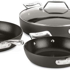 Juego de sartenes antiadherentes All-Clad Essentials, 4 piezas, gris
