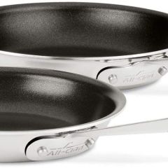 Juego de sartenes All-Clad 410810 NSR2 de acero inoxidable, aptas para lavavajillas y horno