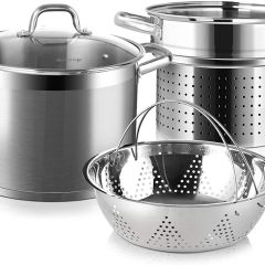 Olla para pasta profesional Duxtop de acero inoxidable con colador (4 unidades)