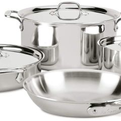 Juego de utensilios de cocina All-Clad 4007AZ D3 de acero inoxidable apto para lavavajillas y compatible con inducción