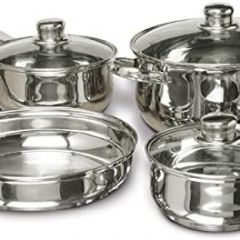 Juego de utensilios de cocina de acero inoxidable de 7 piezas Concord Cookware, incluye ollas y sartenes