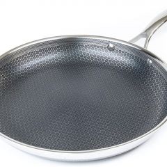 Sartén híbrida de acero inoxidable HexClad de 12 pulgadas con mango que se mantiene frío - Apto para horno sin PFOA