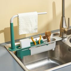 Estante para fregadero de cocina, suministros para el hogar, cesta de drenaje con filtro de agua grande, estante retráctil para almacenamiento