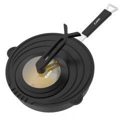 Juego de sartenes plegables multiusos con tapa de silicona
