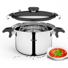 Olla de guisado ultra gruesa de acero inoxidable Qana para uso doméstico, 2 kPa, antiadherente, de lados anchos, de baja presión, venta al por mayor de fábrica