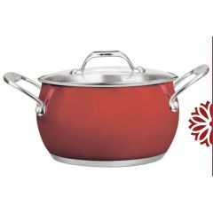 Olla de cocina antiadherente de acero inoxidable con tapa de vidrio en forma de vientre de 20 cm
