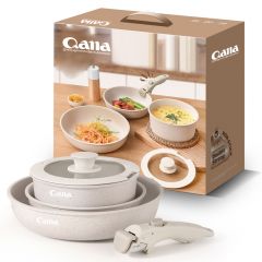 Olla con mango desmontable QANA, sartén de piedra medicinal, juego de olla para exteriores, olla portátil, utensilios de cocina para acampar, wok de aluminio