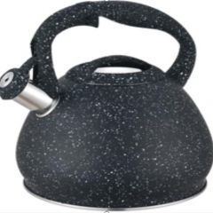 Hervidor de acero inoxidable con puntos blancos y negros