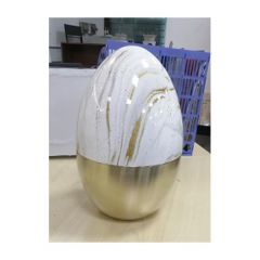 Juego de 24 cubos de cubiertos con forma de huevo de mármol blanco