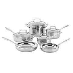 Juego de utensilios de cocina Cuisinart TPS-10 Classic de acero inoxidable de tres capas, 10 piezas, PC, plateado